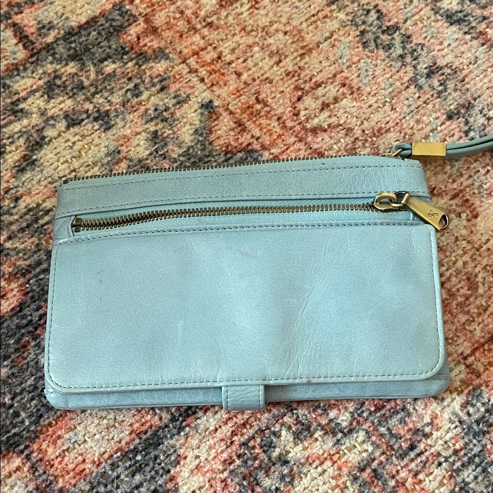 HOBO Sky Blue Leather Wristlet